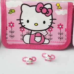Hello Kitty Pink Bow Resin Stud Earrings New Cute
